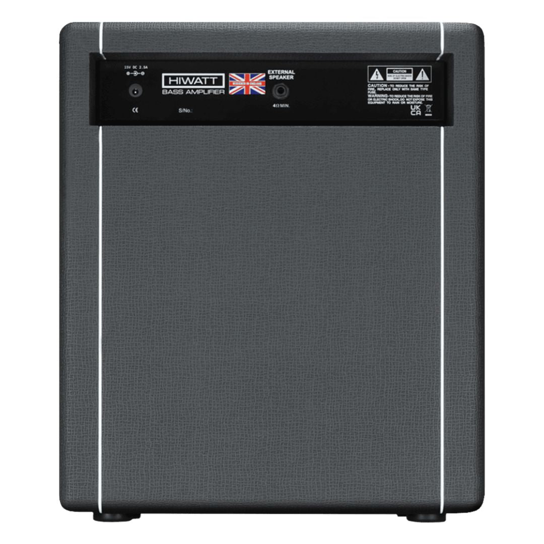 Rear view of Hiwatt Bulldog 30 Combo BT Bass Amplifier on white background