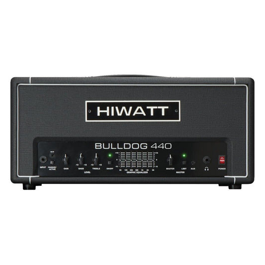 Front view of Hiwatt Bulldog 440 Bass Amplifier Head on white background