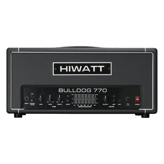 Front view of Hiwatt Bulldog 770 Bass Amplifier Head on white background