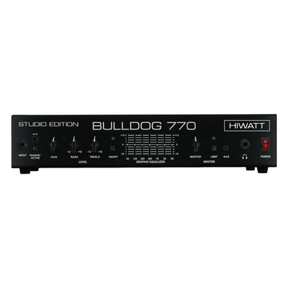 Front view of Hiwatt Bulldog 770 Studio Bass Amplifier Head on white background