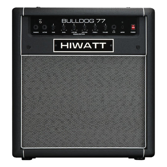 Front view of Hiwatt Bulldog 77 Combo Bass Amplifier on white background