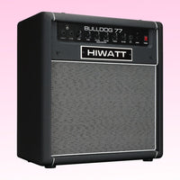 Angled front view of Hiwatt Bulldog 77 Combo Bass Amplifier on pink background