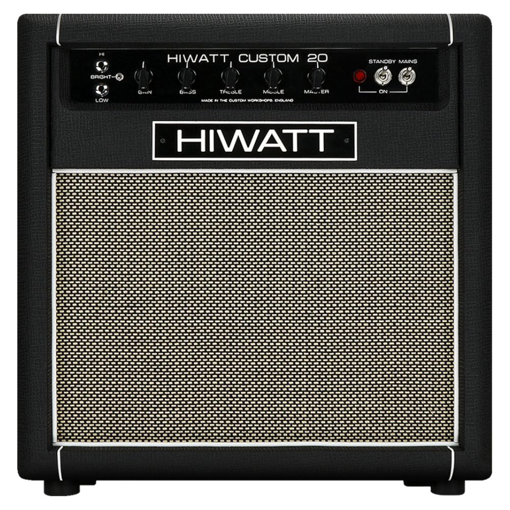 Front view of Hiwatt Custom 20 Combo 1×12 Custom Guitar Amplifier on white background