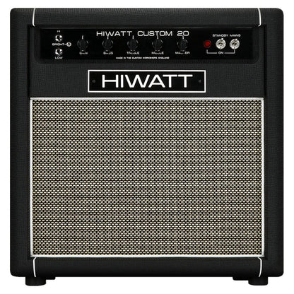Front view of Hiwatt Custom 20 Combo 1×12 Custom Guitar Amplifier on white background