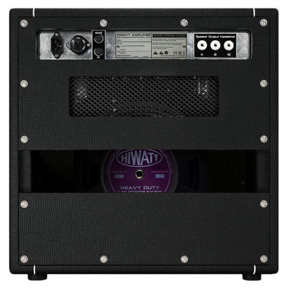 Rear ports view of Hiwatt Custom 20 Combo 1×12 Custom Guitar Amplifier with Fane Purpleback speaker on white background
