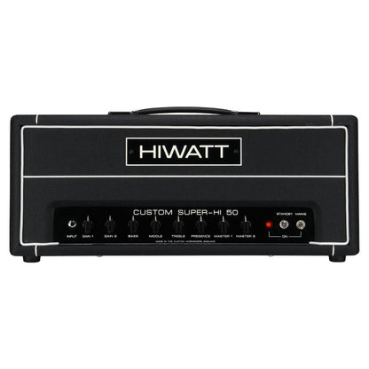 Front view of Hiwatt Custom Super-Hi 50 Guitar Amplifier Head on white background