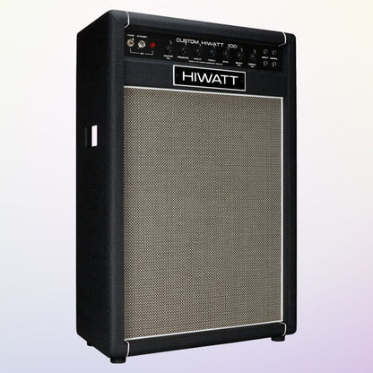 Angled view of Hiwatt DR103 Combo (SA212) Guitar Amplifier on purple background