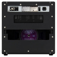 Rear view of Hiwatt DR20/0.5 The Little Rig Combo 1×12 Custom Guitar Amplifier with Fane Purpleback speaker on white background