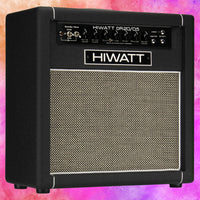 Angled view of Hiwatt DR20/0.5 The Little Rig Combo 1×12 Custom Guitar Amplifier on multicolored background