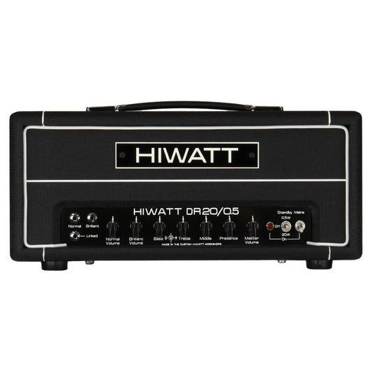 Front view of Hiwatt DR20/0.5 The Little Rig Custom Guitar Amplifier Head on white background