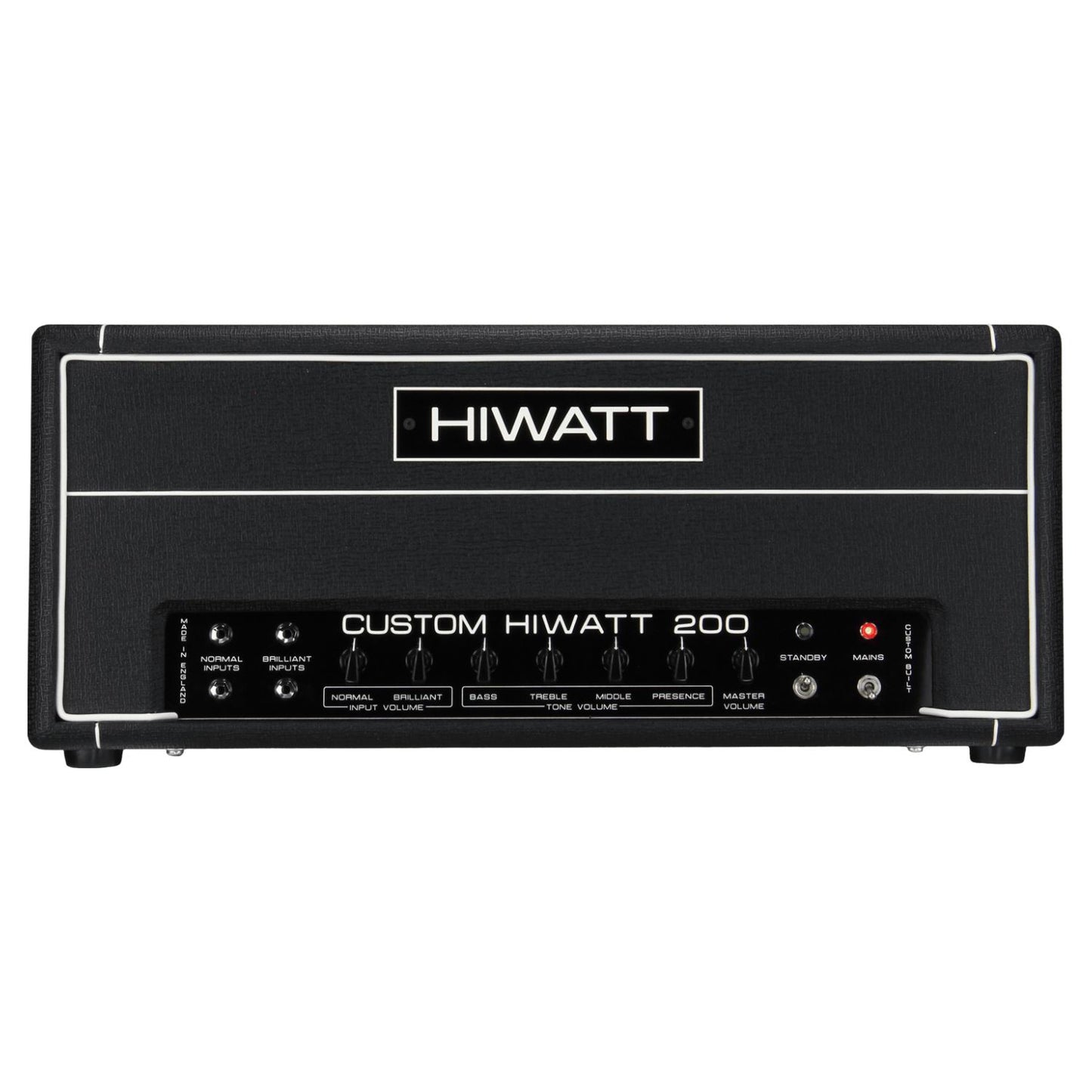 Front view of Hiwatt DR201 Head Custom Guitar Amplifier Head on white background