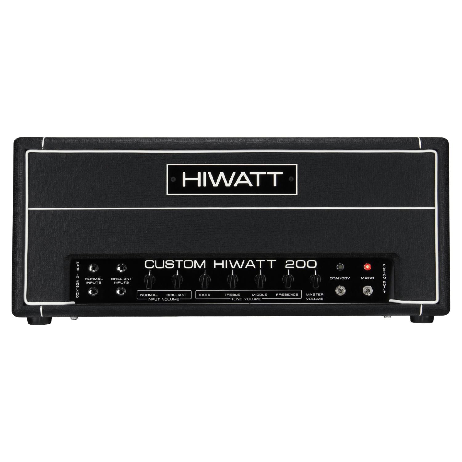 Front view of Hiwatt DR201 Head Custom Guitar Amplifier Head on white background