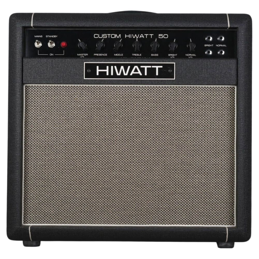 Front view of Hiwatt DR504 Combo 1×12 Custom Guitar Amplifier on white background