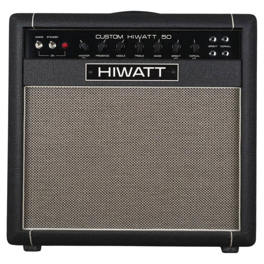 Front view of Hiwatt DR504 Combo 1×12 Custom Guitar Amplifier on white background