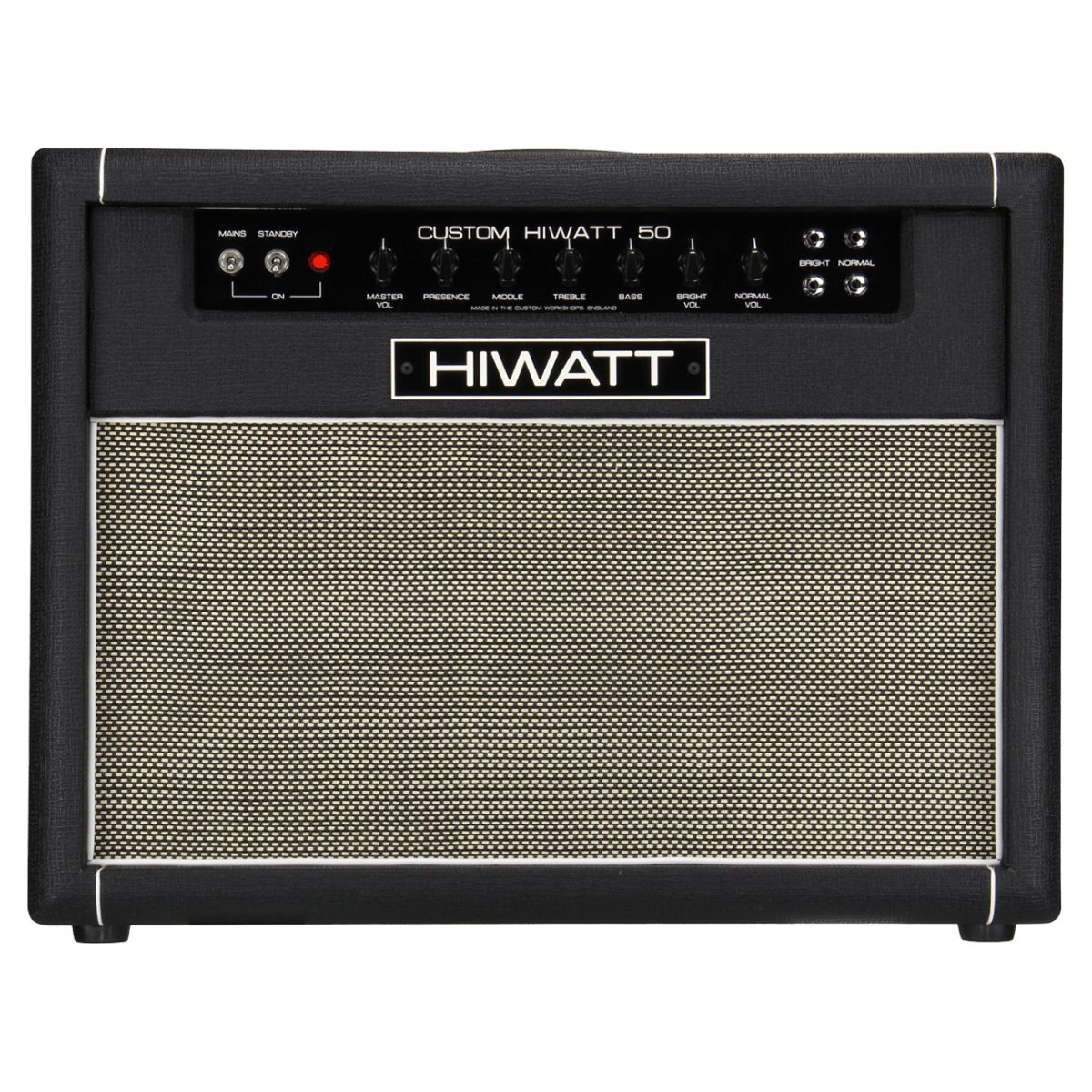 Front view of Hiwatt DR504 Combo 2×12 Custom Guitar Amplifier on white background