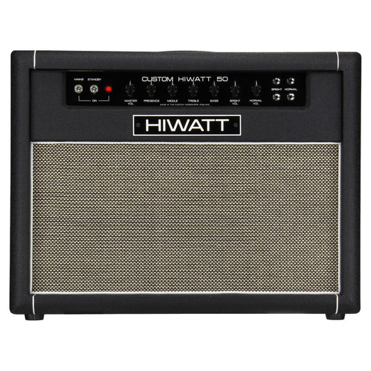 Front view of Hiwatt DR504 Combo 2×12 Custom Guitar Amplifier on white background