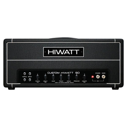 Front view of Hiwatt DR504 Custom Guitar Amplifier Head on white background