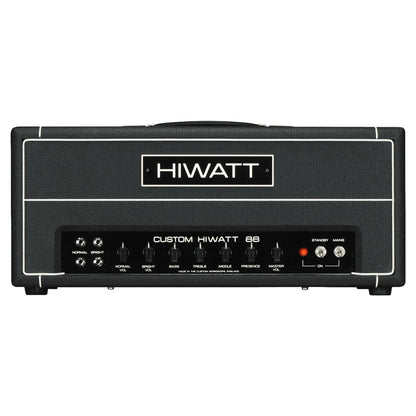 Front view of Hiwatt DR88 Custom Guitar Amplifier Head on white background