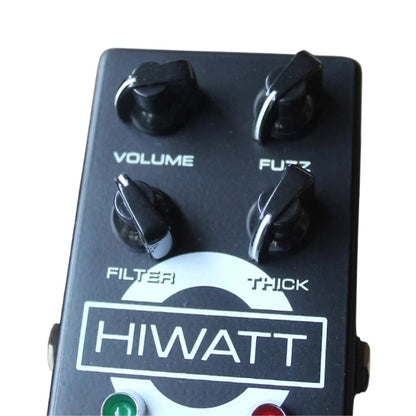 Close up view of Hiwatt Filter Fuzz MKII Pedal Knobs on white background