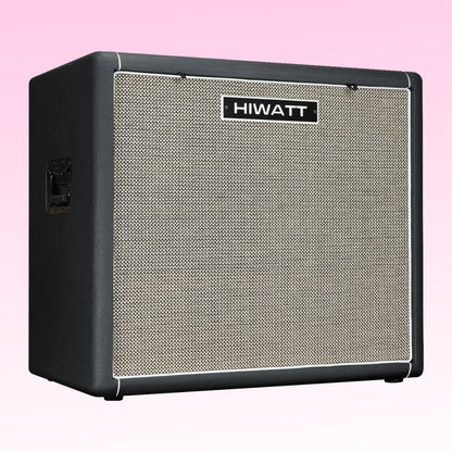 Angled front view of Hiwatt HB115HN Bass Speaker Cabinet on pink background
