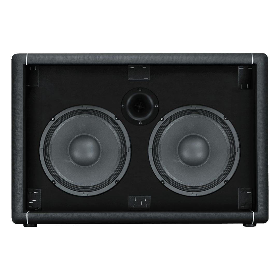 Front view of Hiwatt HB210HN Bass Speaker Cabinet with speakers exposed on white background
