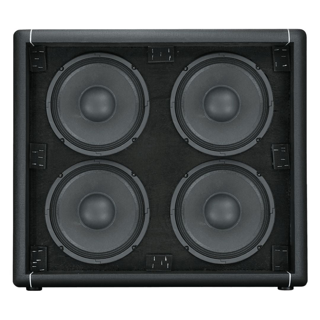 Front view of Hiwatt HB410HN Bass Speaker Cabinet with exposed speakers on white background