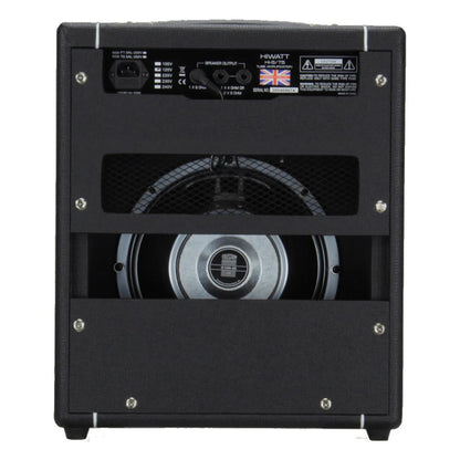 Rear view of Hiwatt Hi-5 Combo Guitar Amplifier on white background