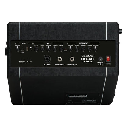 Rear view of Hiwatt LEEDS GO40 Combo Guitar Amplifier on white background