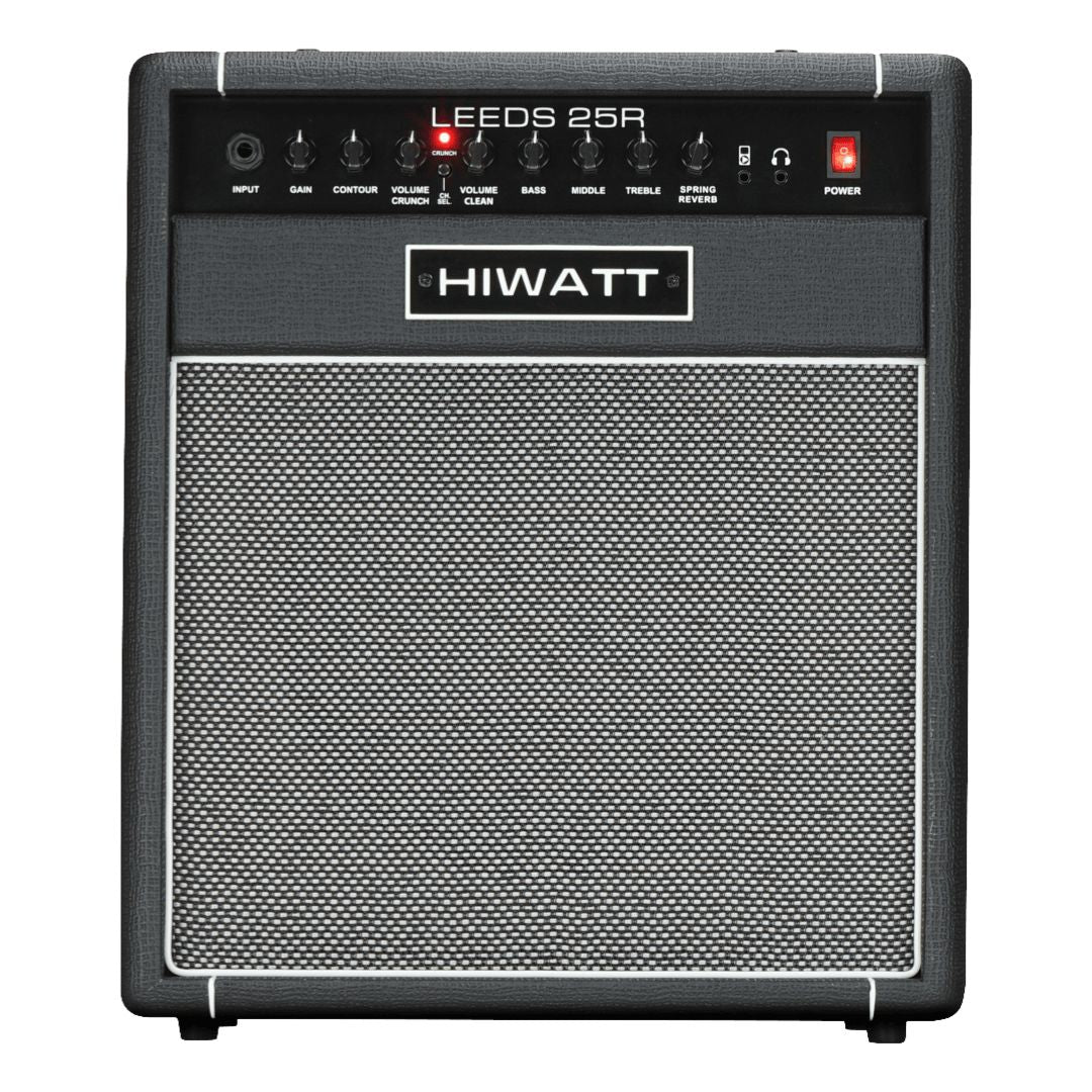 Front view of Hiwatt Leeds 25R Combo 1x10 Guitar Amplifier on white background
