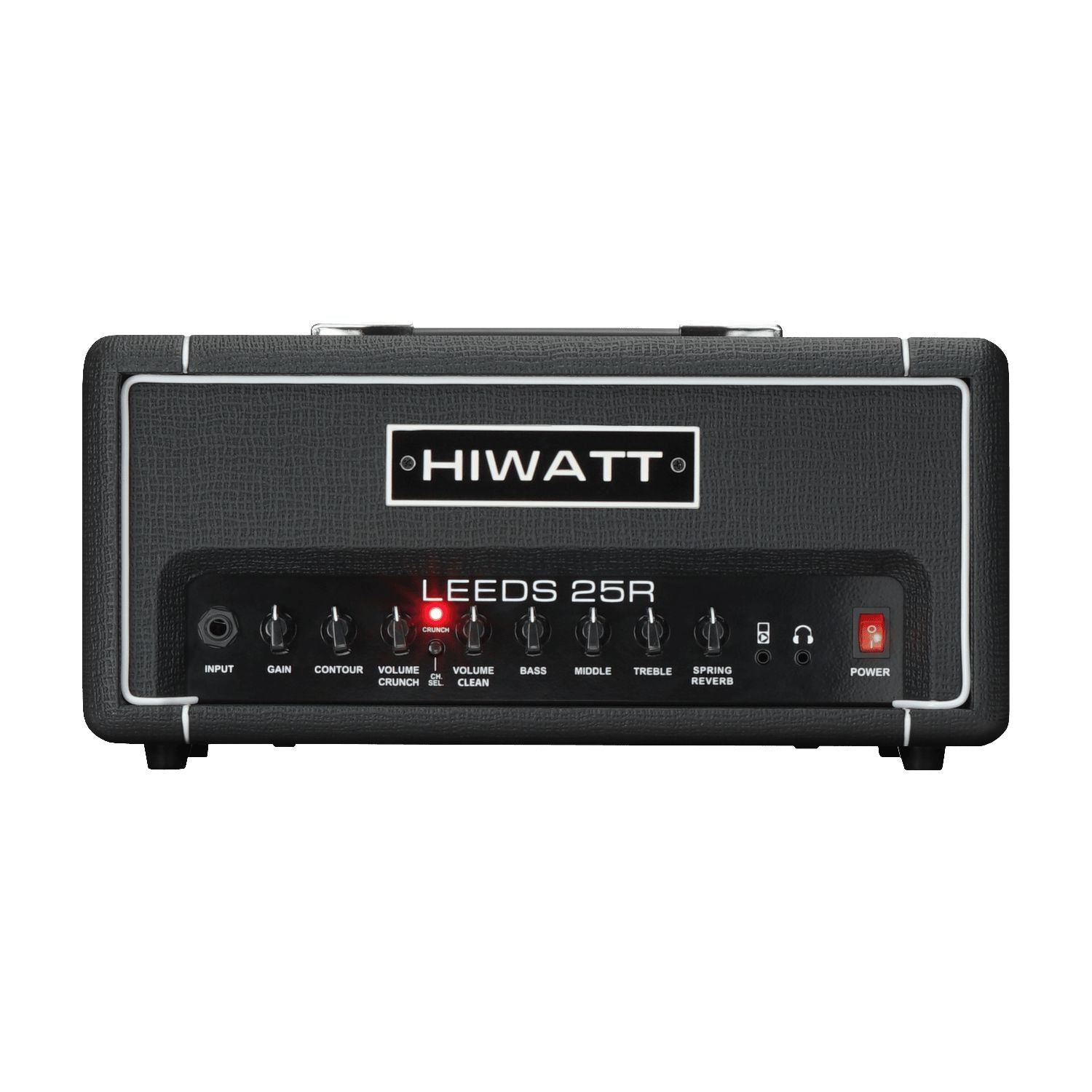 Front view of Hiwatt Leeds 25R Guitar Amplifier Head on white background