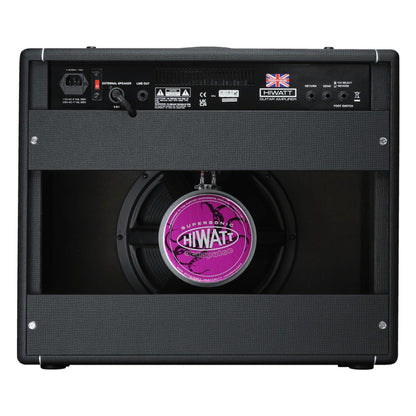 Rear view of Hiwatt Leeds 50R Combo Guitar Amplifier on white background