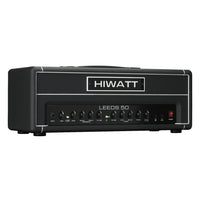 Angled front view of Hiwatt Leeds 50R Guitar Amplifier Head on white background