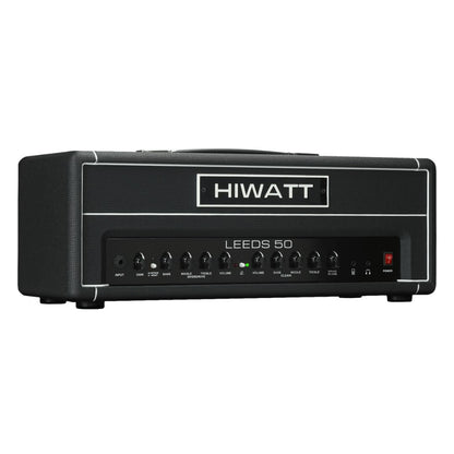 Angled front view of Hiwatt Leeds 50R Guitar Amplifier Head on white background