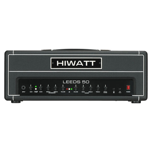 Front view of Hiwatt Leeds 50R Head on white background