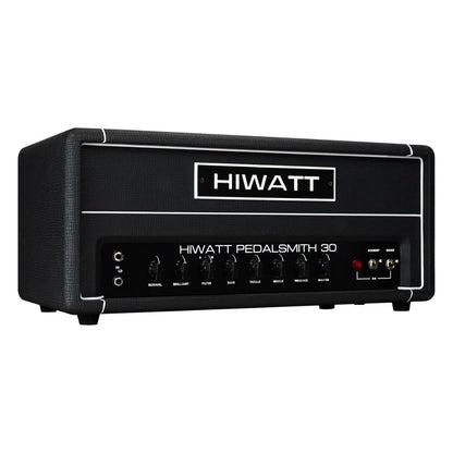 Angled front view of Hiwatt PEDALSMITH 30 Guitar Amplifier Head on white background