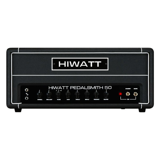 Front view of Hiwatt PEDALSMITH 50 Guitar Amplifier Head on white background