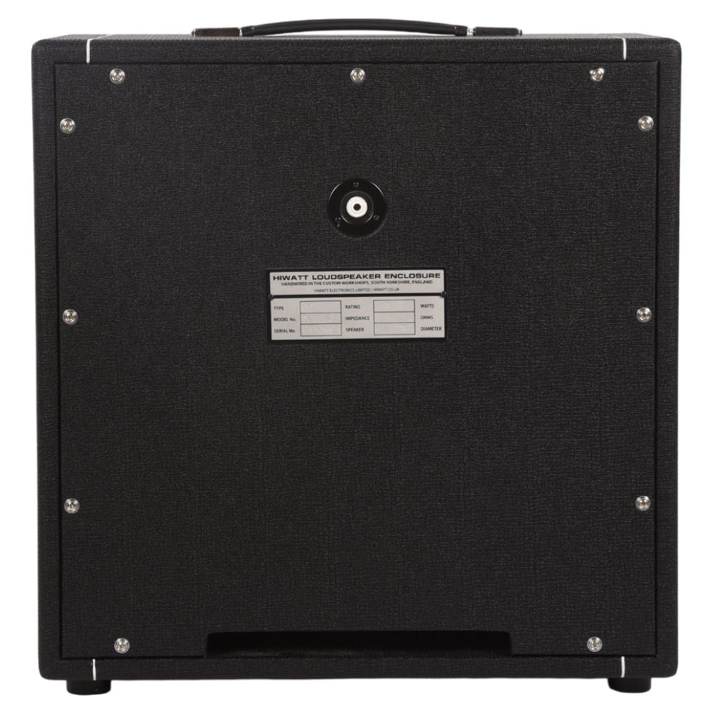 Rear port view of Hiwatt SE112F Custom Handwired Speaker Cabinet on white background