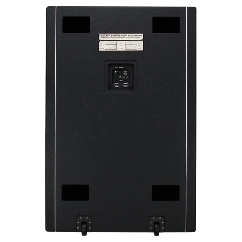 Rear ports view of Hiwatt SE115410F Custom Handwired Bass Speaker Cabinet on white background