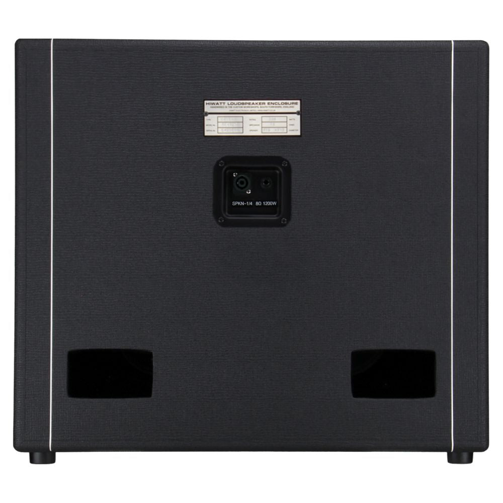 Rear ports view of Hiwatt SE410F Custom Handwired Bass Speaker Cabinet on white background