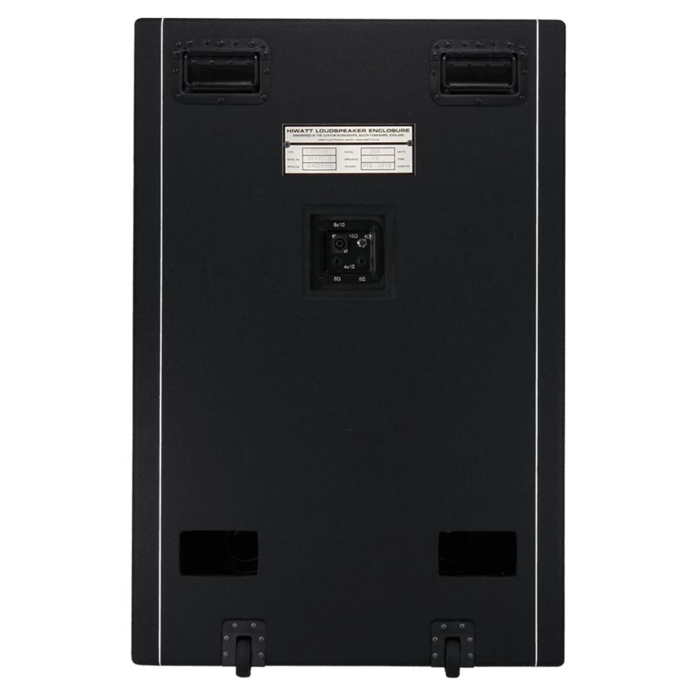 Rear ports view of Hiwatt SE810F Custom Handwired Bass Speaker Cabinet on white background