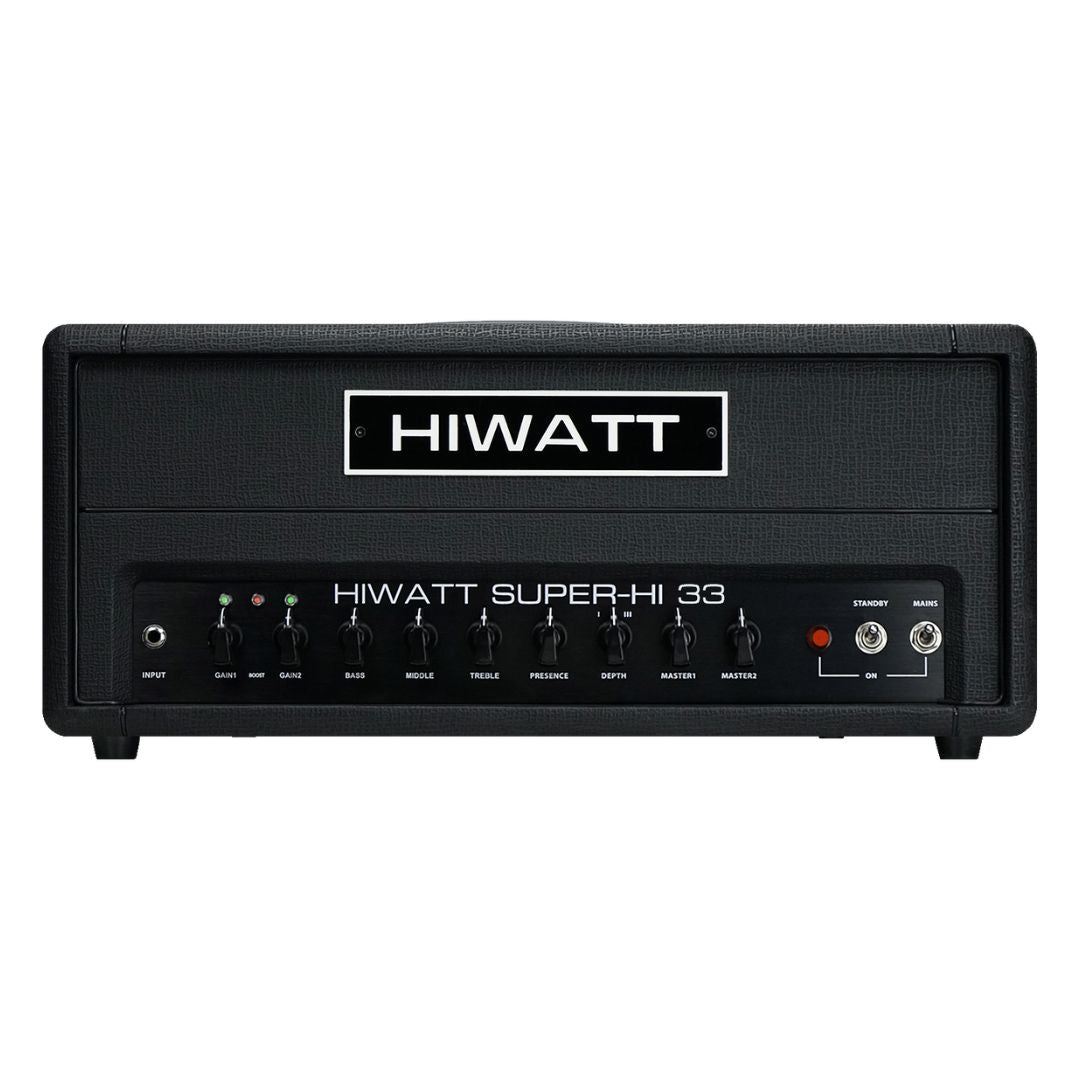 Front view of Hiwatt SUPER-HI 33 Guitar Amplifier Head on white background