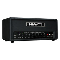 Angled front view of Hiwatt SUPER-HI 33 Guitar Amplifier Head on white background
