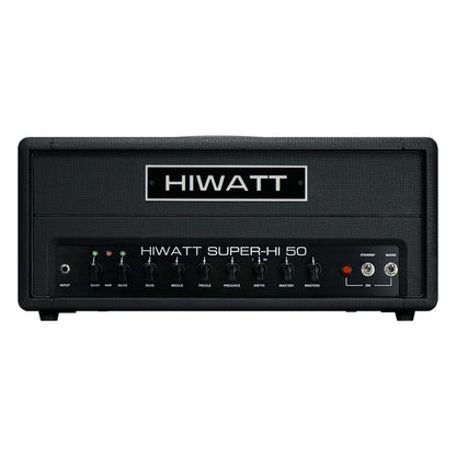 Front view of Hiwatt SUPER-HI 50 Guitar Amplifier Head on white background