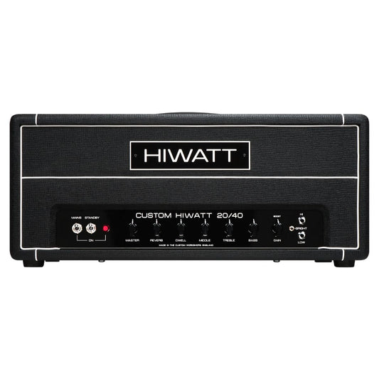 Front view of Hiwatt Studio/Stage Custom Guitar Amplifier Head on white background
