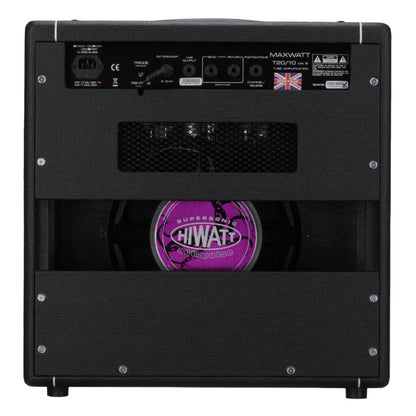 Rear view of Hiwatt T20/10 Combo Guitar Amplifier on white background
