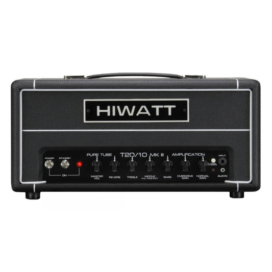 Front view of Hiwatt T20/10 Guitar Amplifier Head on white background