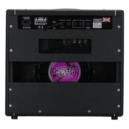 Rear view of Hiwatt T40/20 Combo 1x12 Guitar Amplifier on white background