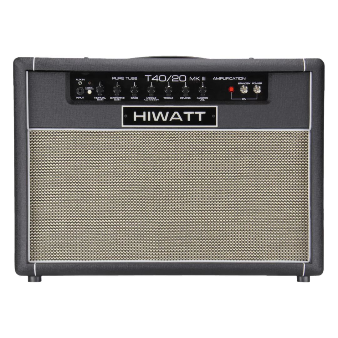 Front view of Hiwatt T40/20 Combo 2x12 Guitar Amplifier on white background