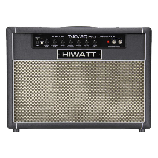 Front view of Hiwatt T40/20 Combo 2x12 Guitar Amplifier on white background