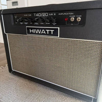 Angled close up view of Hiwatt T40/20 Combo 2x12 Guitar Amplifier on grey carpet in room